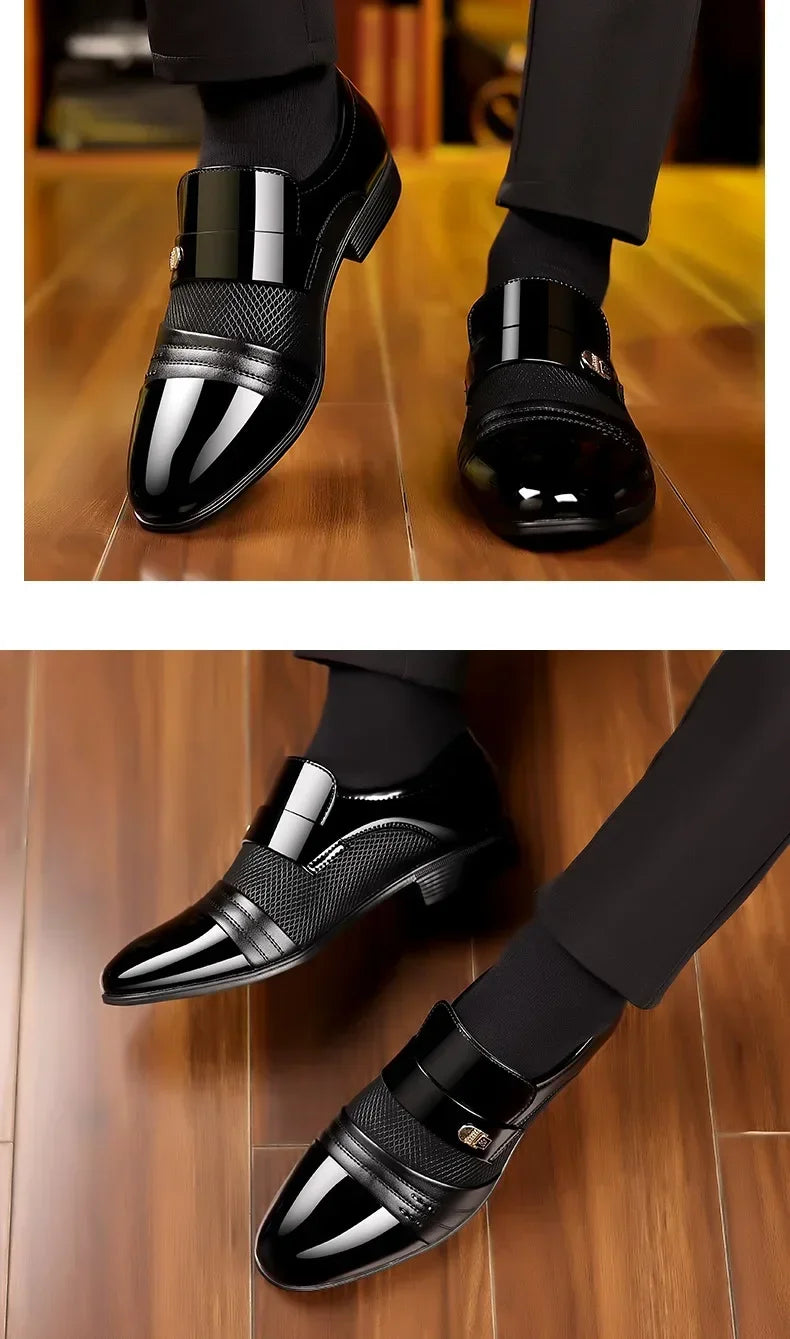 Men's Formal Leather Shoes Black Pointed Toe Man Loafers Party Office Business Casual Shoes for Men Oxford Shoes male Dress Shoe