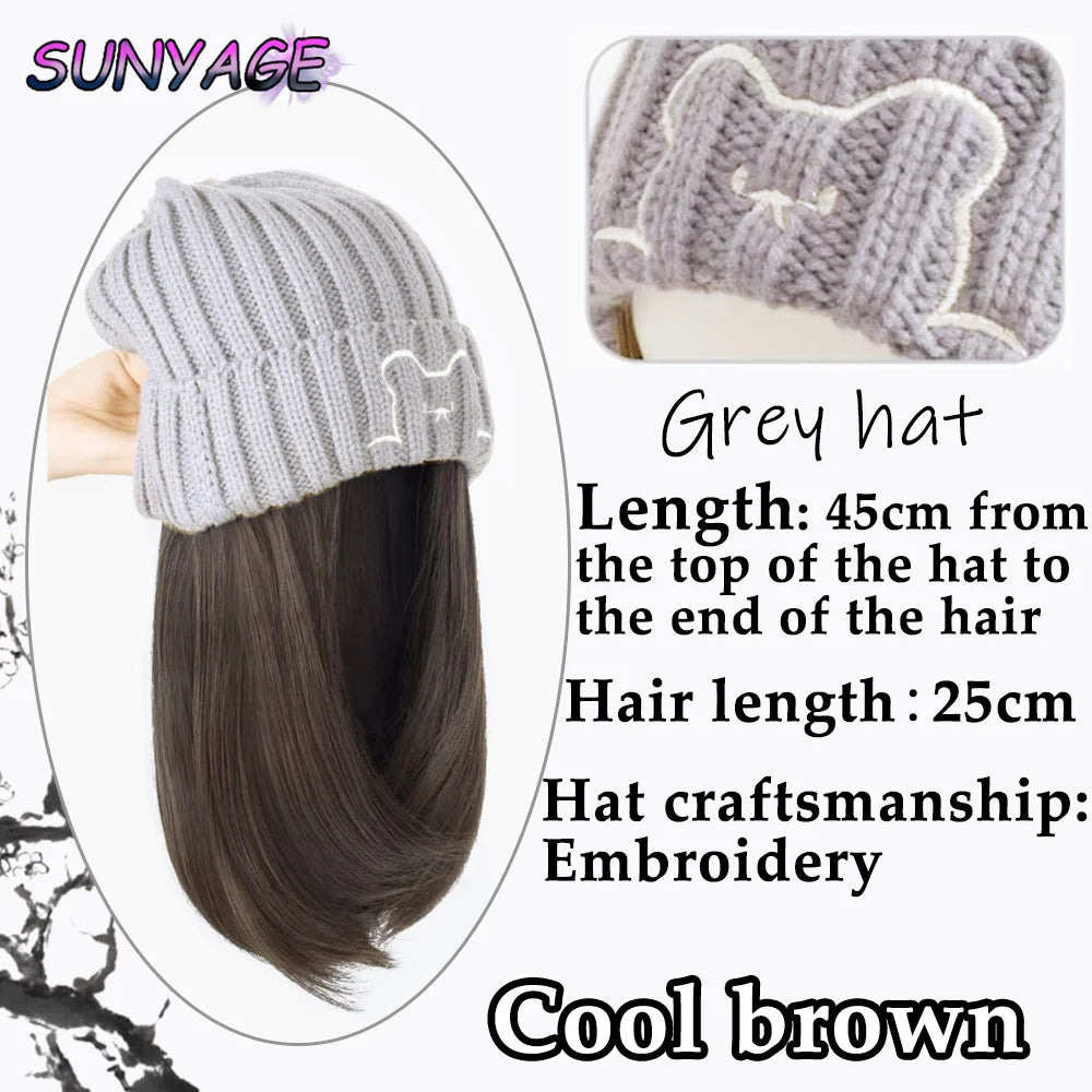 Gorro con peluca y extensión de cabello