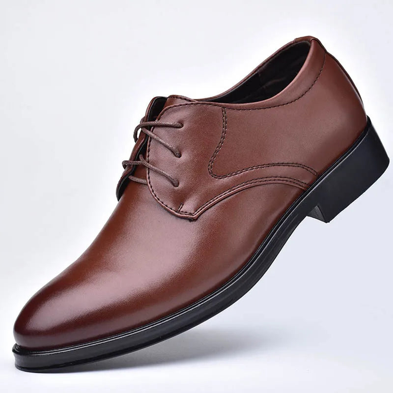 Chaussures habillées pour hommes, chaussures décontractées en cuir, chaussures de mariage, de créateur, à bout pointu, noires, pour le bureau et l'hiver