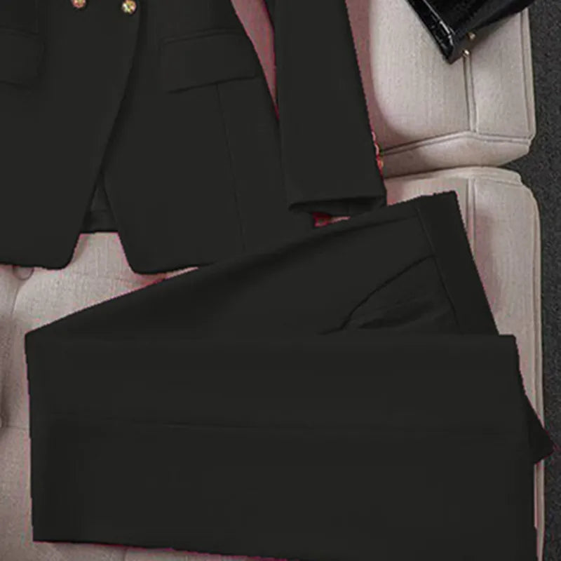 Casual Long Sleeve Blazer Pant Sets Suits For Woman Fashion 2 Pieces Set For Women Office Lady Coats Jackets