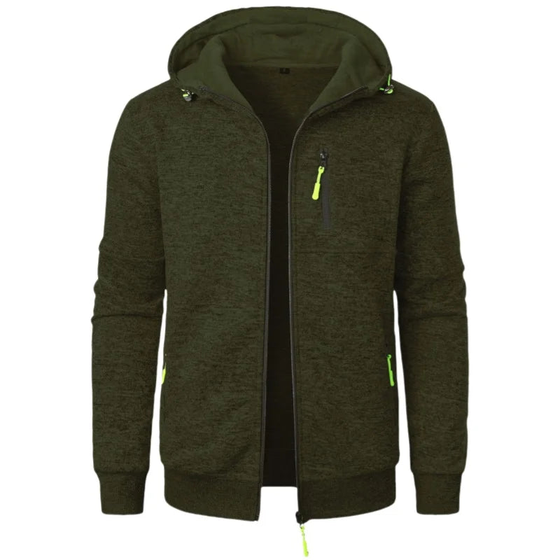 Sudadera con capucha de manga larga para hombre, diseño de cremallera, sudadera con capucha, ropa deportiva, chaqueta casual ajustada
