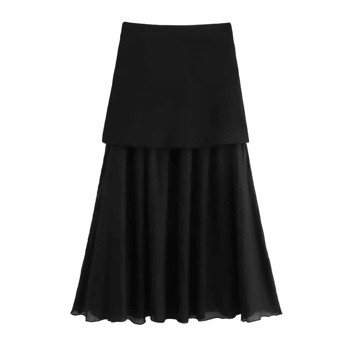TRAFZA Women Skirt Set Wine Red Knitted V-Neck Sleeveless Slim Vest +Solid High Waist Zipper Patchwork Long Skirt Street