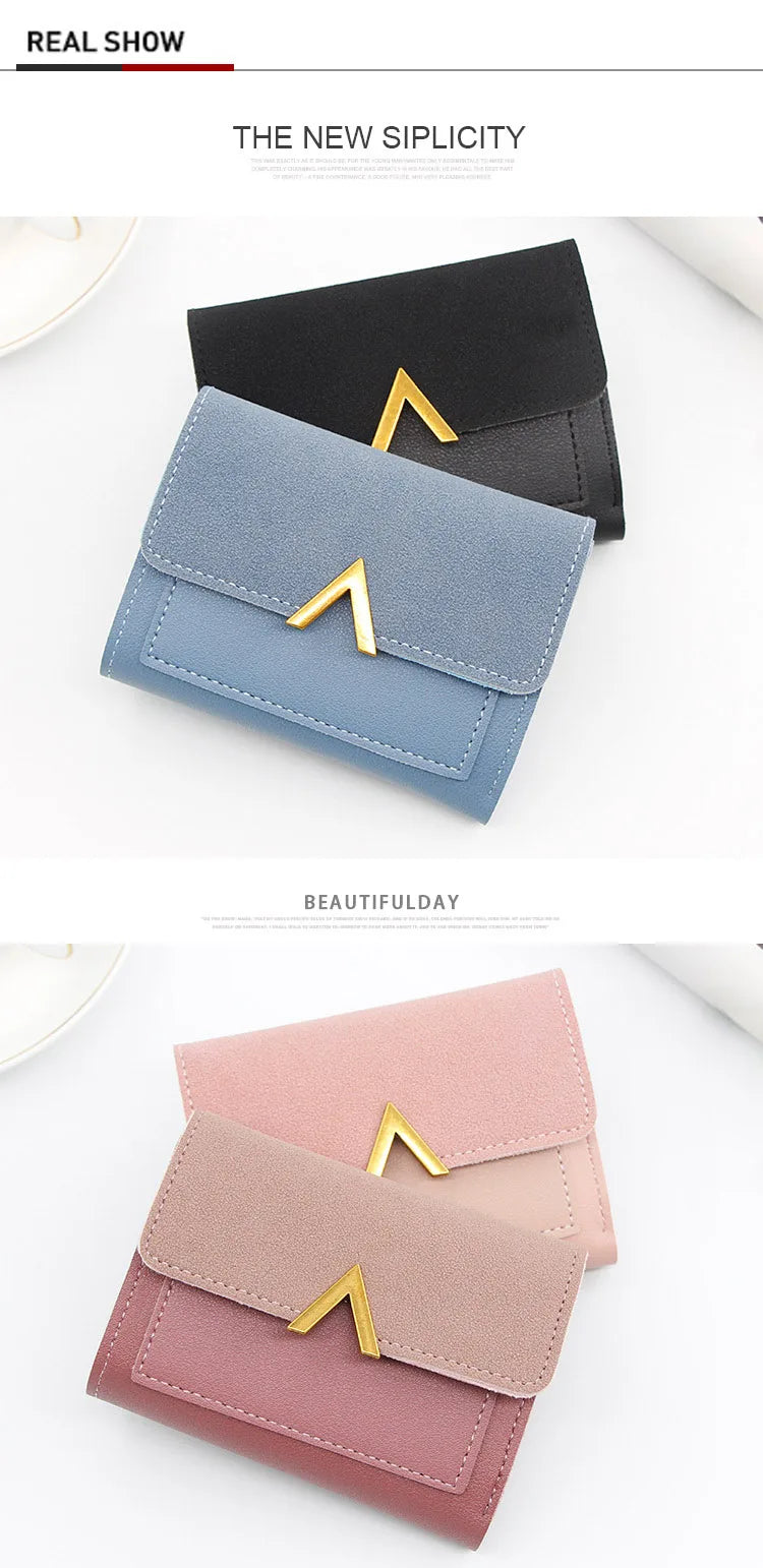 New Simple Short Women Wallets High Quality Card Holder Large Capacity Female Coin Purses  Small Card Bag Wallet For Girls