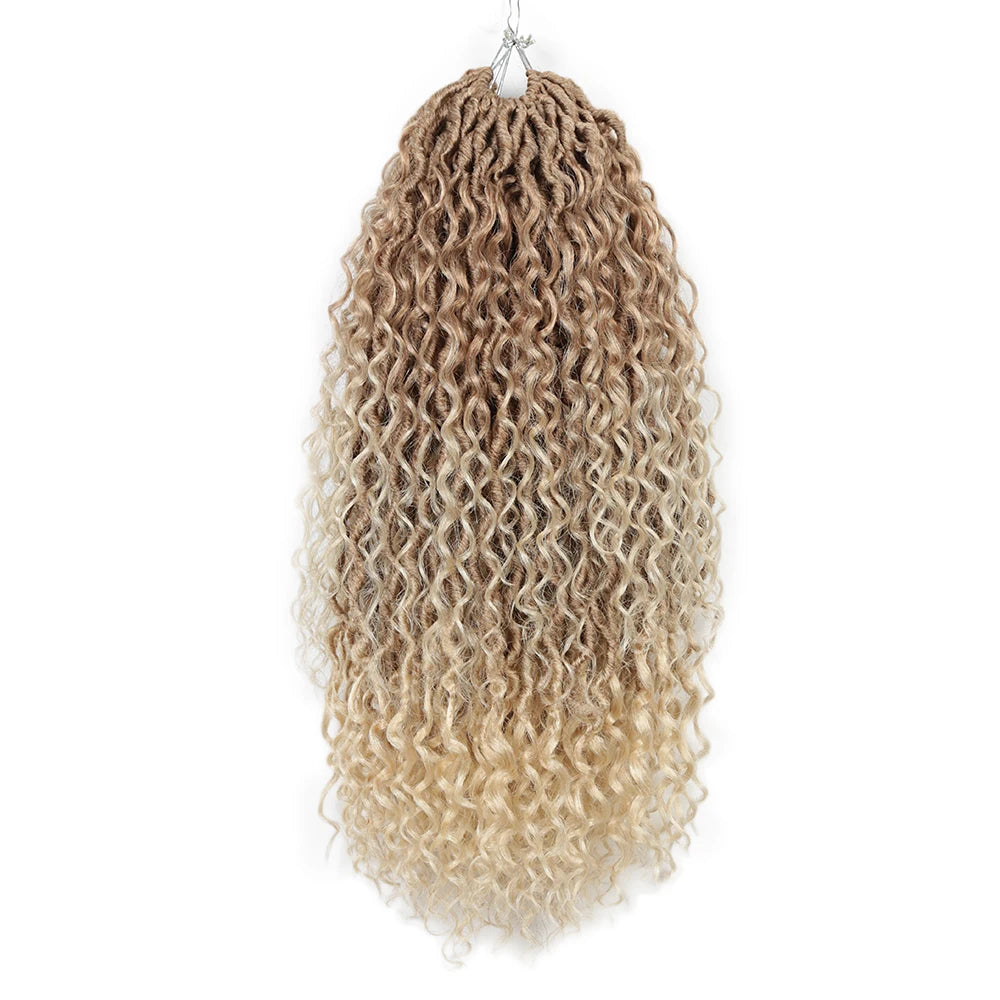 Synthetic Goddess Locs Crochet Hair Braids Curly Faux Locs Braiding Hair Extensions Wig For Women Black Hippie Boho Style