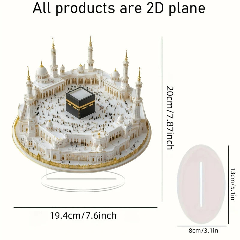 Ramadan Tabletop Decorations White Mosque Print Centerpieces Acrylic Flat Ornaments