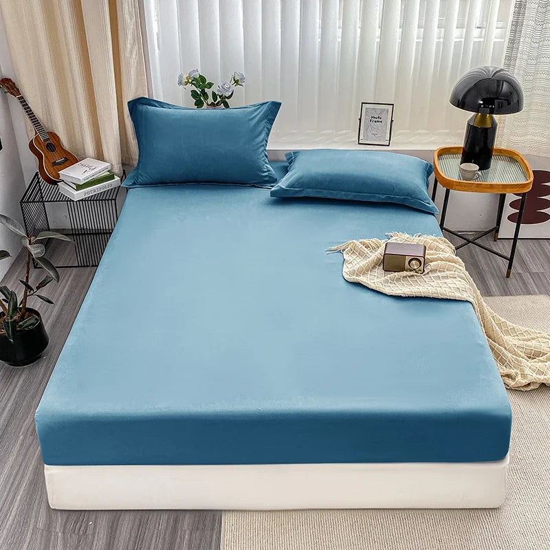 Double Bed Sheets Couple Elastic Fitted Sheet  Microfiber  Ultra-Soft Hotel Luxury Mattresses cover Queen single king Size