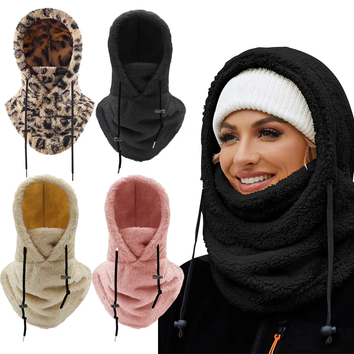 Cagoule coupe-vent pour l'hiver, masque de ski en polaire pour hommes et femmes, couvre-visage chaud, bonnet, écharpe