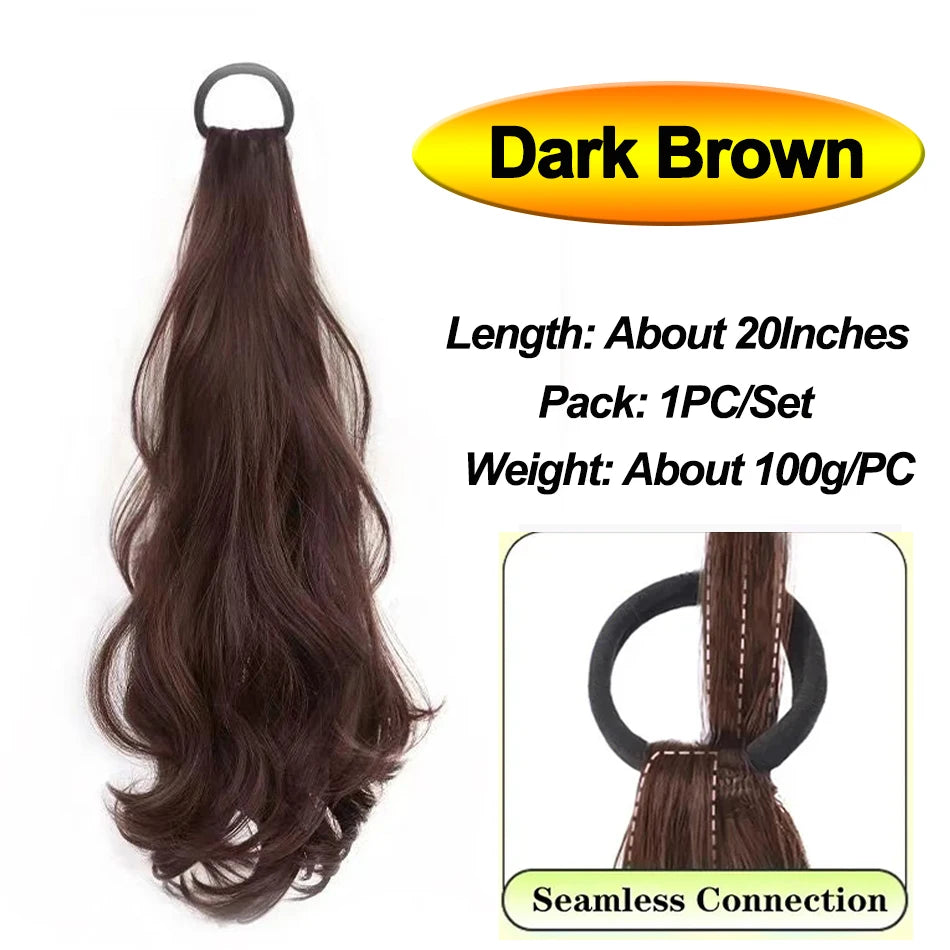 Vitality Synthetic Wig Ponytail Long Wavy Ponytail Hair With High Elasticity Rubber Band Heat Resistant Hairpiece For Daily Use