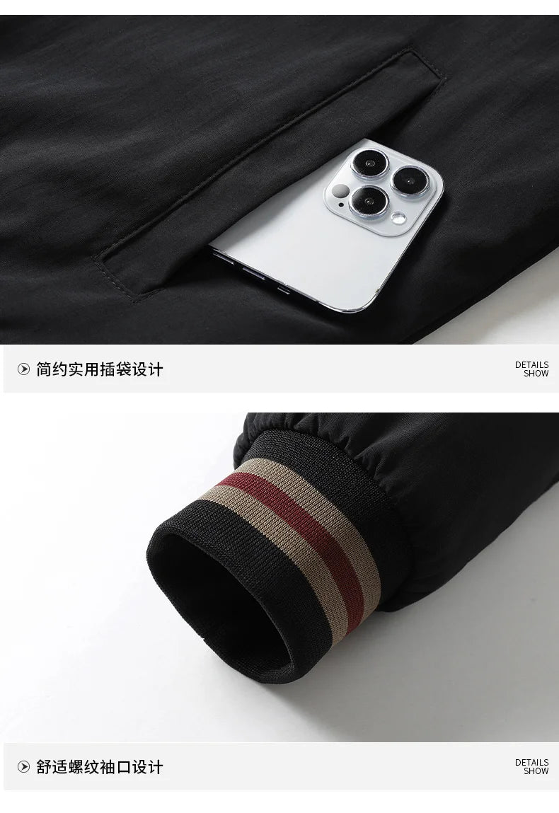 New Men's Jacket Retro Middle Aged Men's Coat Outdoor Waterproof Stand Up Collar Business Jacket Simple Men's Wear 4XL 5XL