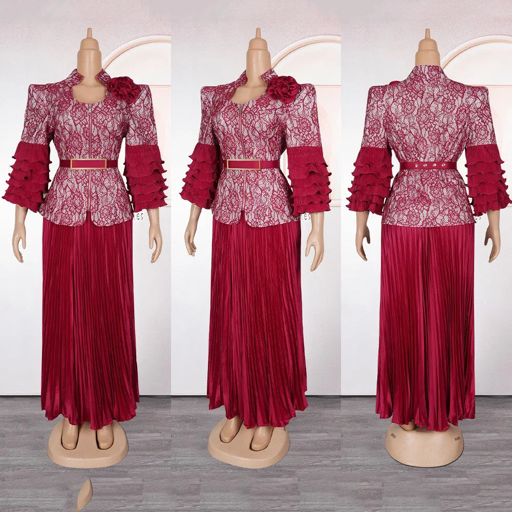 Luxury African Clothes for Women 2 PCS Sets New Tops And Skirts Suits Dashiki Ankara Turkey Outfits Gowns Wedding Wholesale