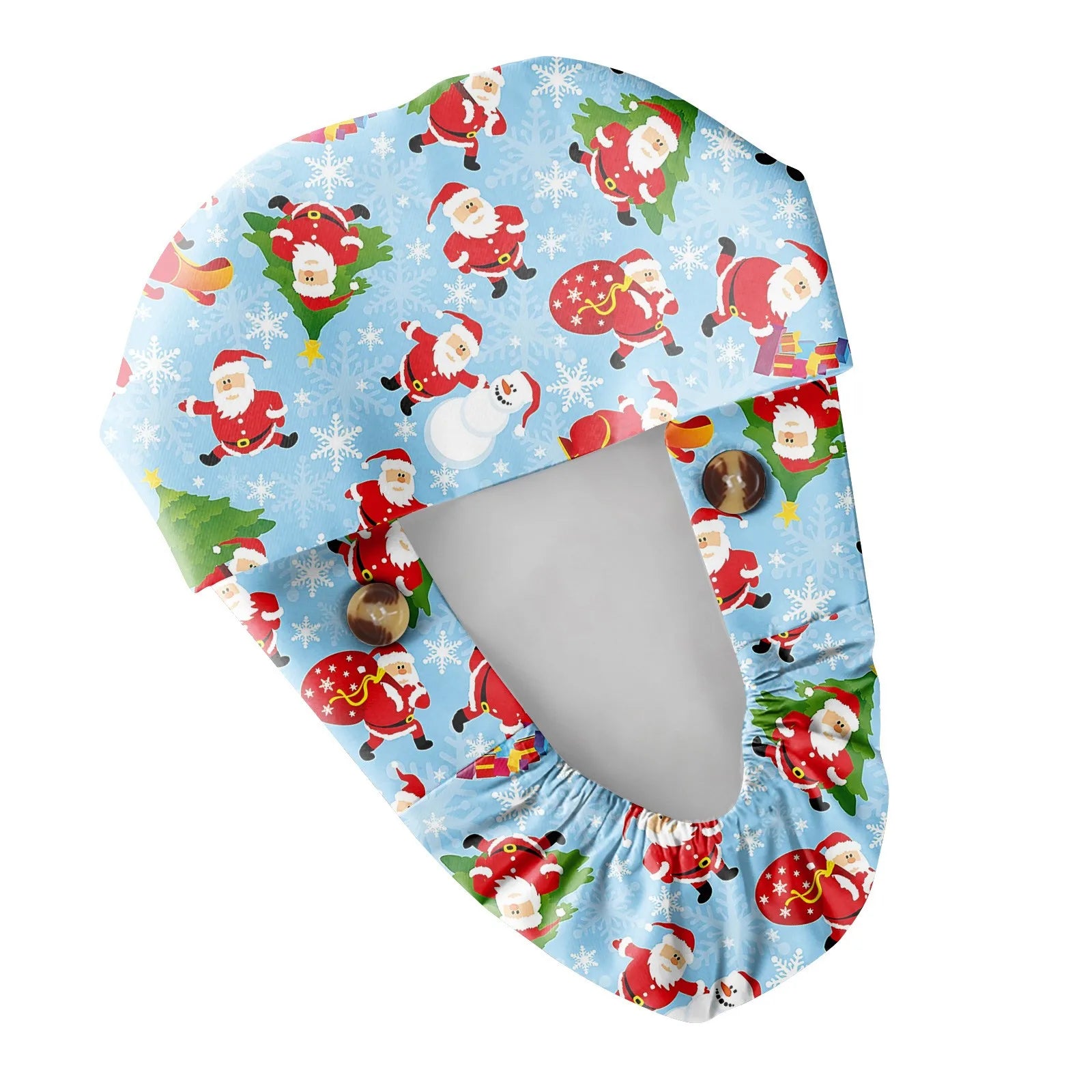Long Hair Work Hat Fashion Christmas Print Adjustable Work Cap Beauty Salon Nursing Cap Female Surgical Hat Scrub Caps Acces