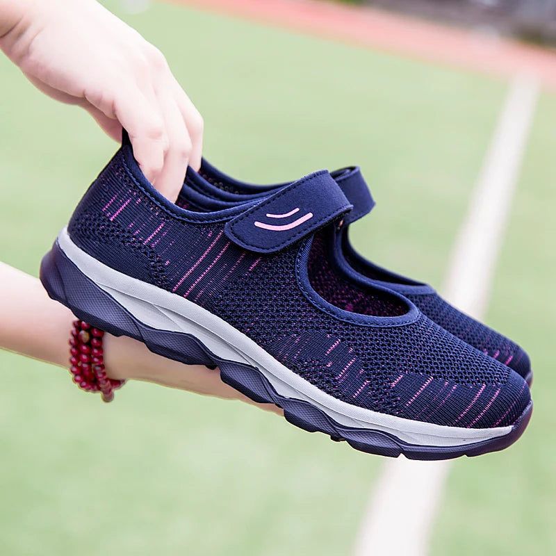 Zapatos de plataforma plana de moda de verano para mujer Zapatillas casuales de malla transpirable para mujer Zapatos de barco para damas
