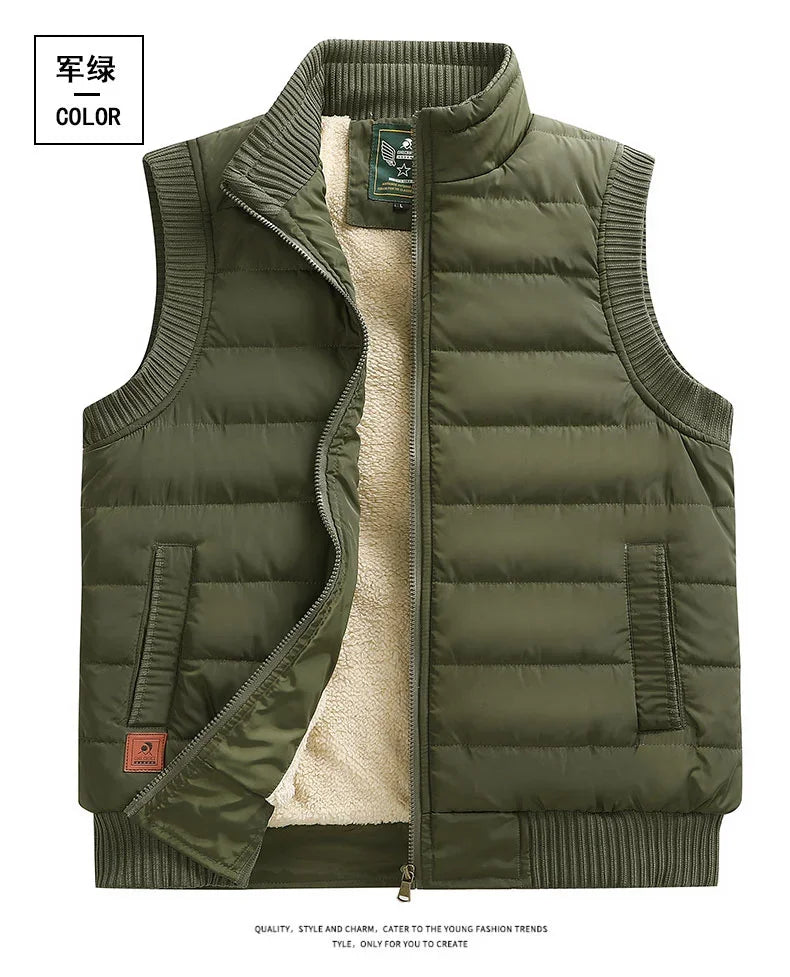Men's Vest Lightweight Padded Thickening Vests Sleeveless Fleece Jackets Men Winter Warm Coat Waistcoat Plus Size 6xl Outdoor