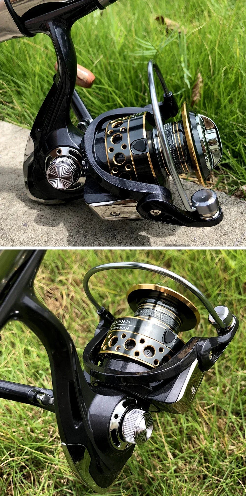 Spinning Fishing Rod and Reel Combo 1.8-3.6m Carbon Fiber Sea Pole and 5.2:1 Gear Ratio Metal Spool with Line Kits for Bass Carp