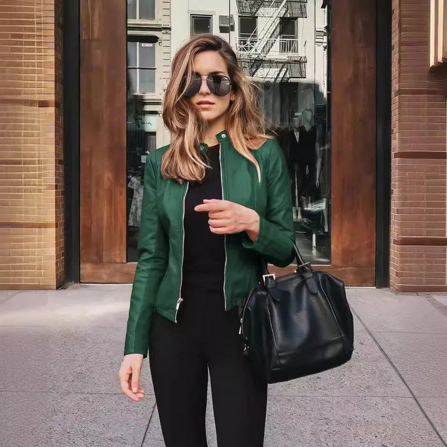 Vintage Women Pu Jacket Women High Street Coat Oversize Faux Leather Moto Biker Coats Punk Casual Cropped Outerwear
