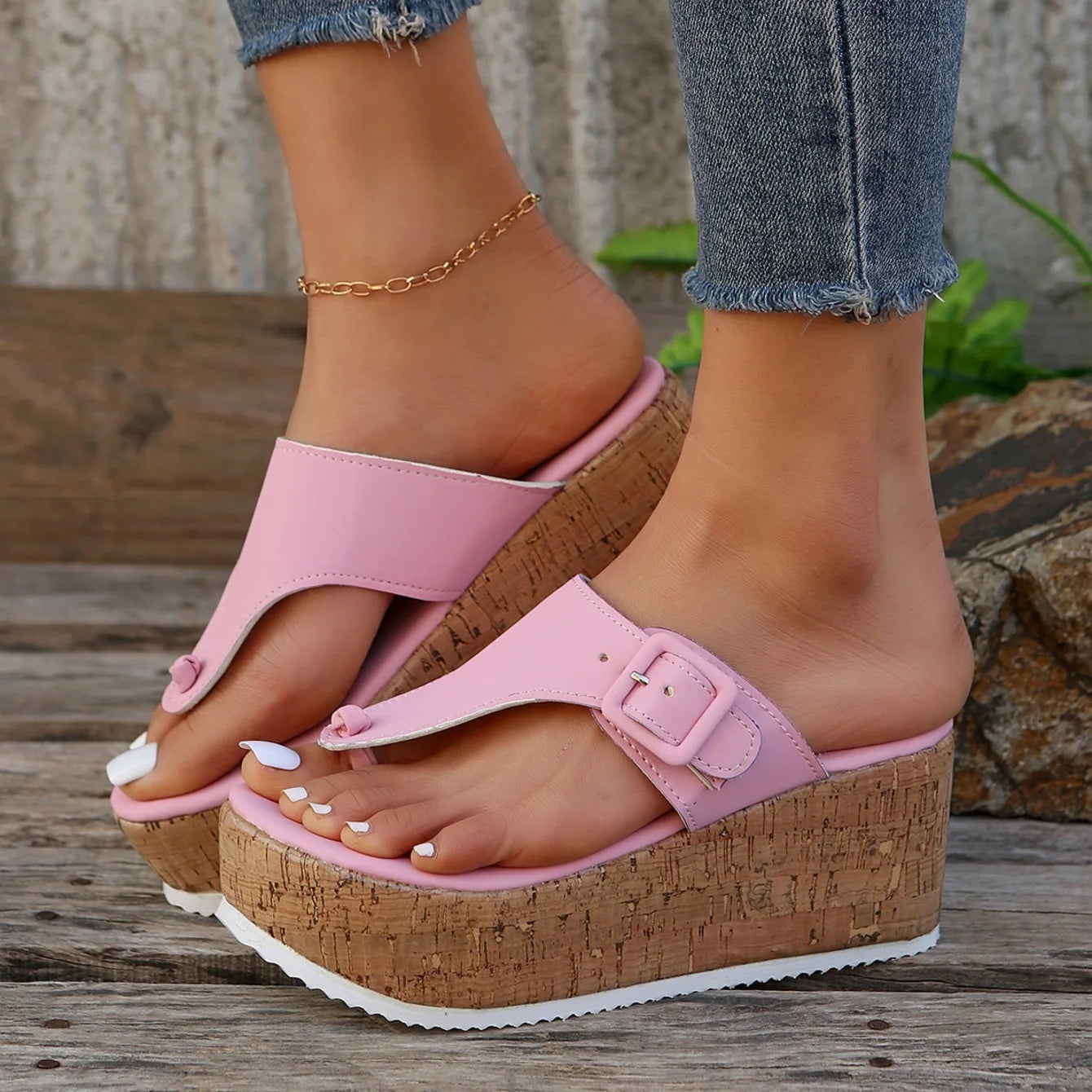 Women Slippers Female Clip Toe Flip Flops Wedges High Heels Women Sandals New Comfortable Platform Shoes Slides Women