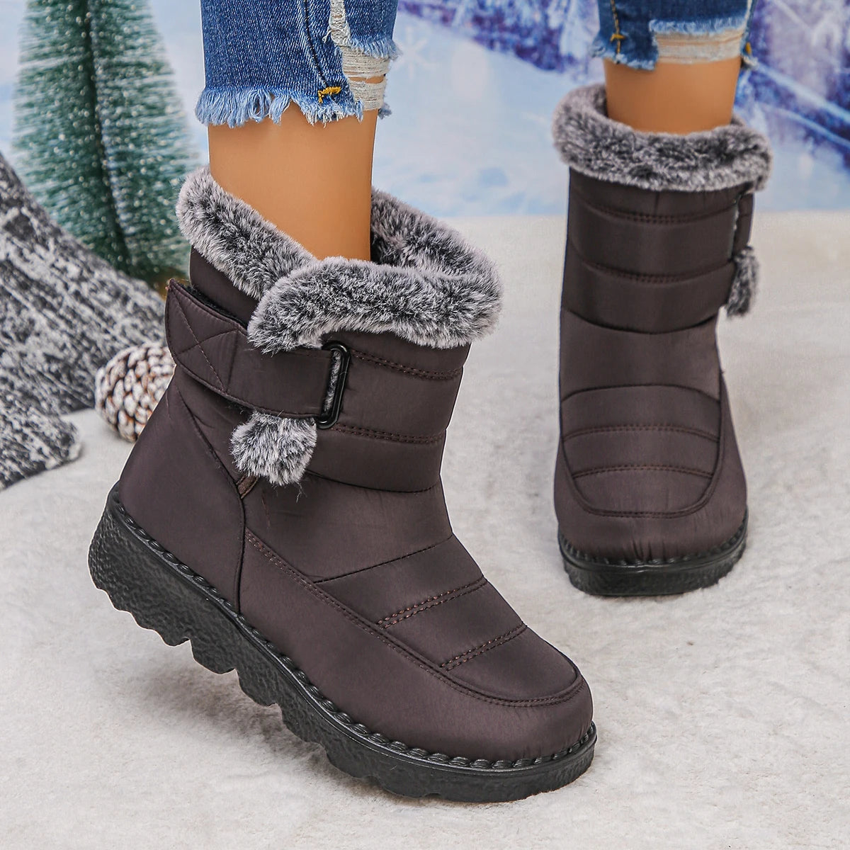 Women Anti-slip Snow Boots Winter Outdoor Warm Designer Shoes Women Comfortable Plus Size Platform Ankle Boots Zapatos De Mujer