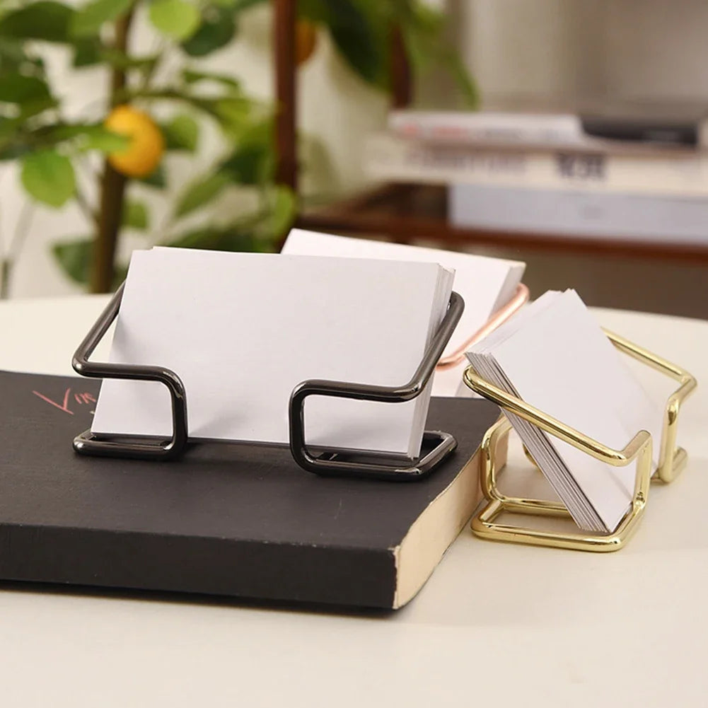 Business Card Display Holder Metal Desktop Minimalist Organizer for Office Countertop