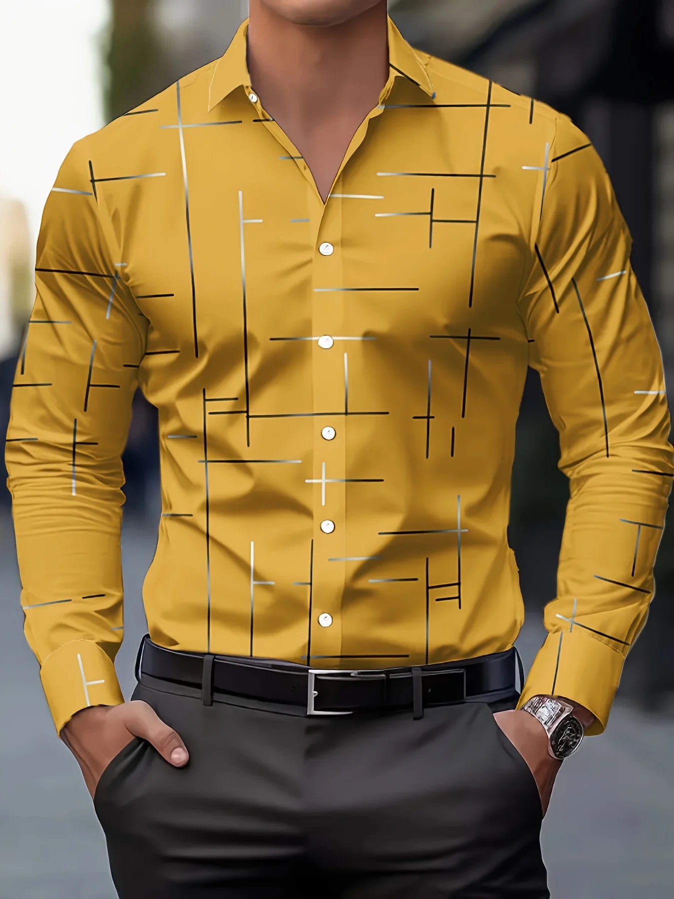 Men’s Premium Striped Long-Sleeve Shirt