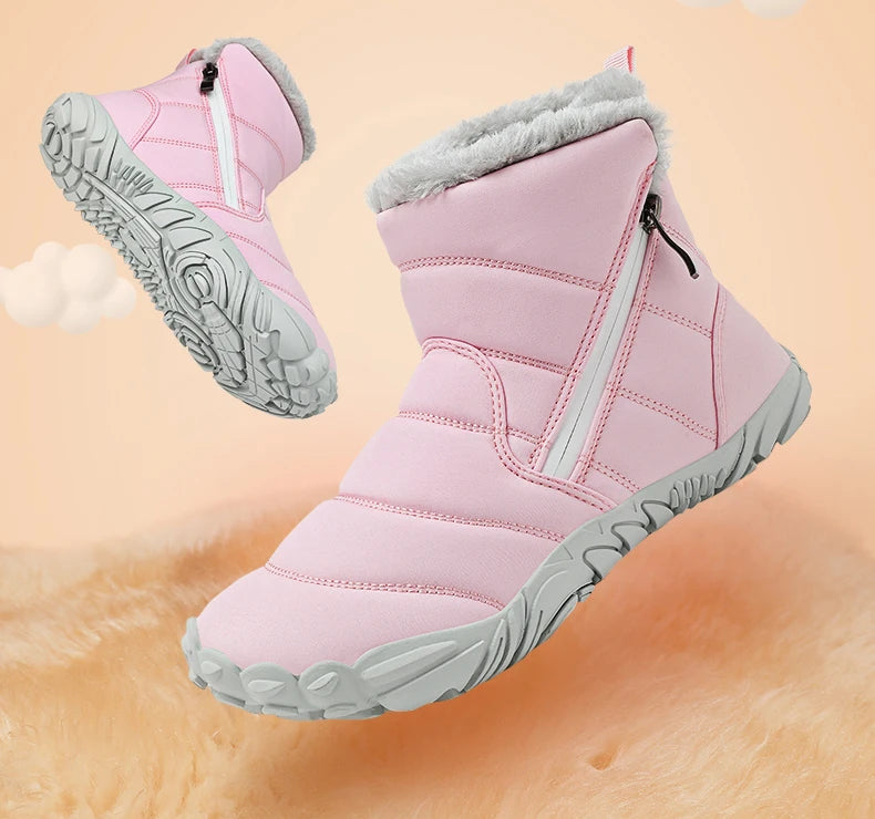 Winter Snow Boots Children's Shoes For Boys Girls Warm Plush Ankle Boots Outdoor Waterproof Anti Slip Kids Cotton Shoes Fashion
