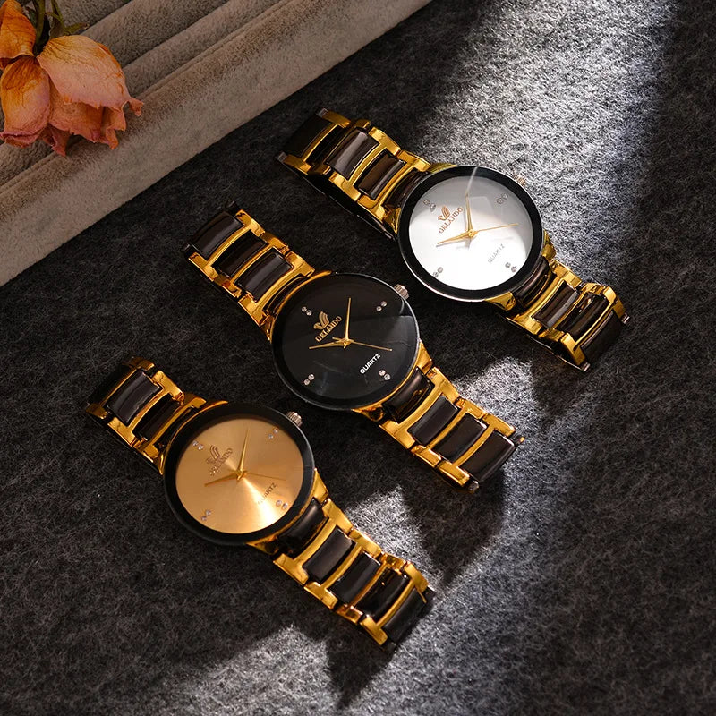 ORLANDO Hombres Lujo Relojes Recién Llegados Genial Negro Oro Cuarzo Acero Reloj de Pulsera Exquisito Masculino Relogio Moda Reloj