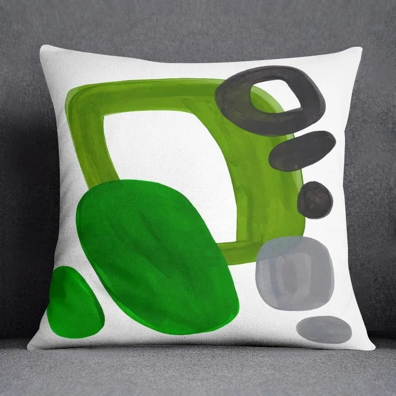 Green leaf pattern throw pillow cover home decoration office cushion cover bedroom living room sofa car cushion cover 45x45 cm