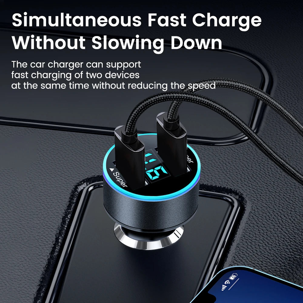 Cargador de coche Olaf 200W, encendedor con puertos USB duales, adaptador de carga rápida para iPhone 15 Samsung Xiaomi Huawei, cargador rápido de teléfono para coche