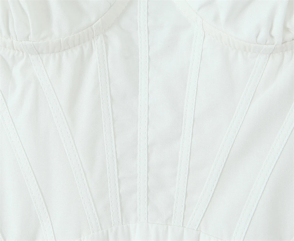 Women Dress New Fashion Summer Vintage White Lace-Panelled Cotton Dresses for Women Elegance Chic Ladies Midi Dress