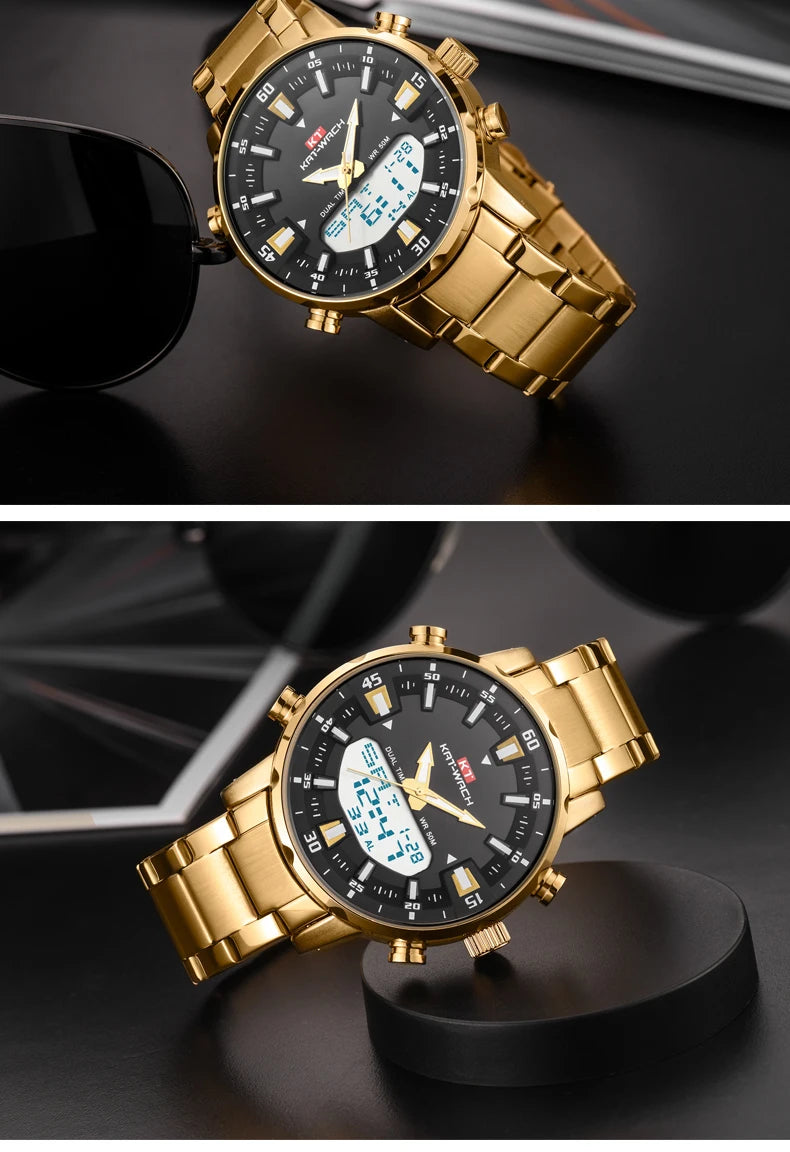 KAT-WACH Men Quartz Wrist Watch  2024 High Quality Luxury  Original Waterproof Digital Watches