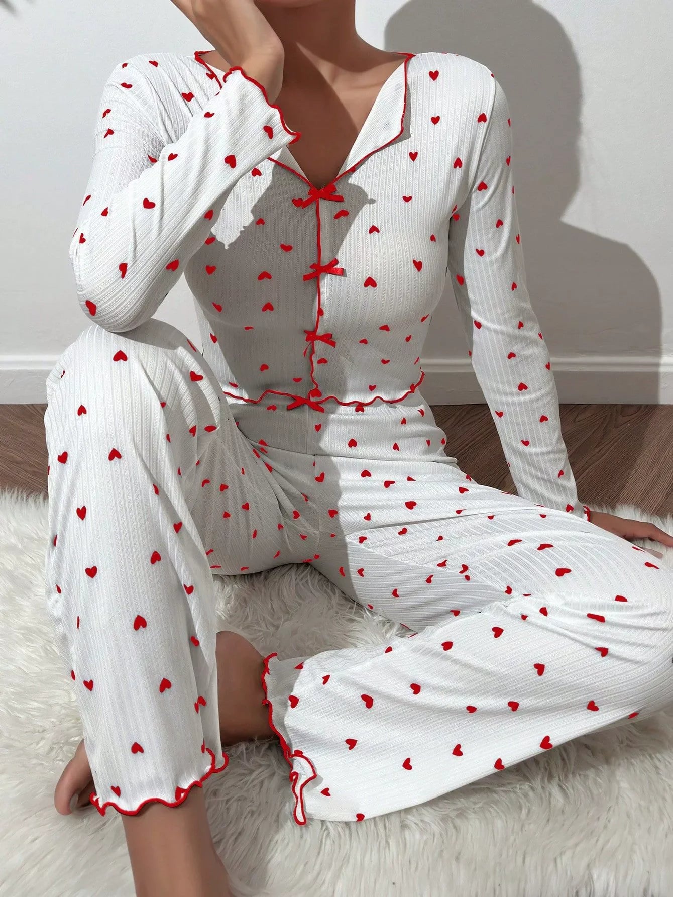Spring Summer Sleepwear Pajamas Sets for Women 2 Pieces Long Sleeve Tops Long Pants Set Night Wear Pijamas