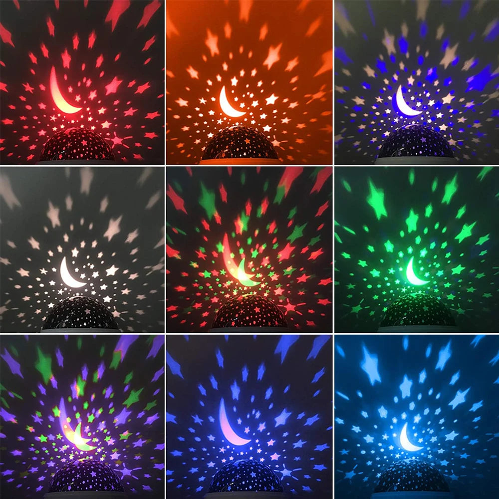 Star Night Light for Kids Nebula Star Projector Lamp 360 Degree Rotation 4 LED Bulbs 12 Light Color Changing with USB Cable Gift