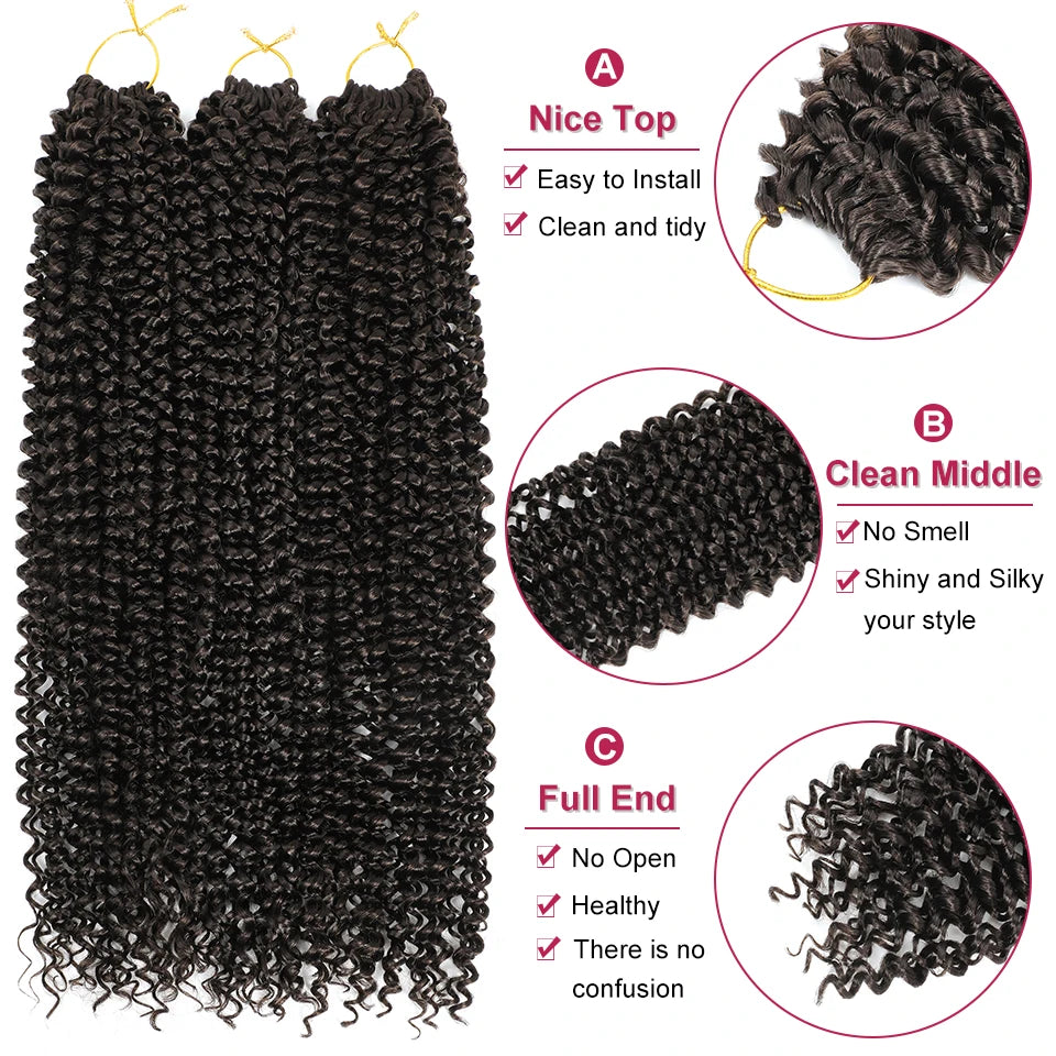 Water Wave Crochet Hair Extensions Synthetic 22 Inch For African Women Afro Curl Braiding Hair Strand Hair Extensions For Female