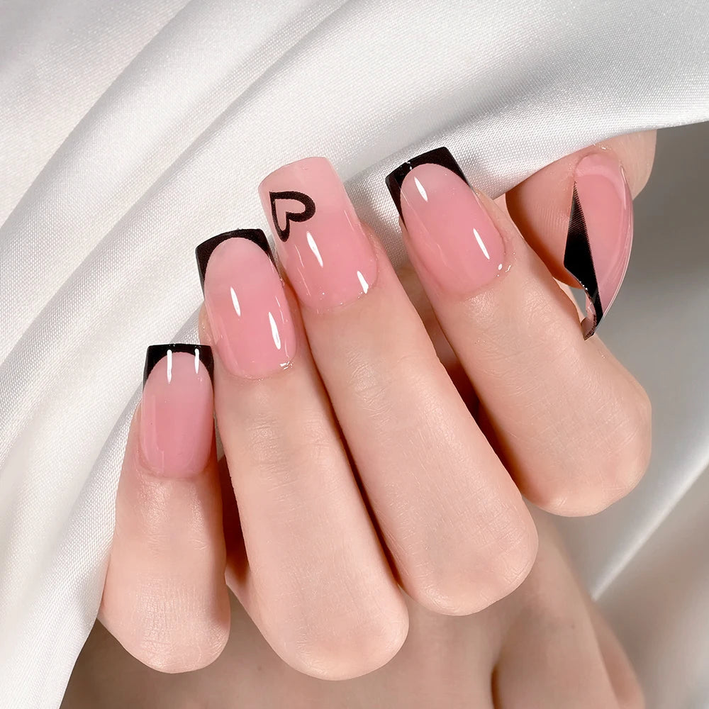 24Pcs 3D Stereo Bow Pearl French False Nails Pink Long Coffin Wearable Ballerina Fake Nails Full Cover Acrylic Press on Nail Tip
