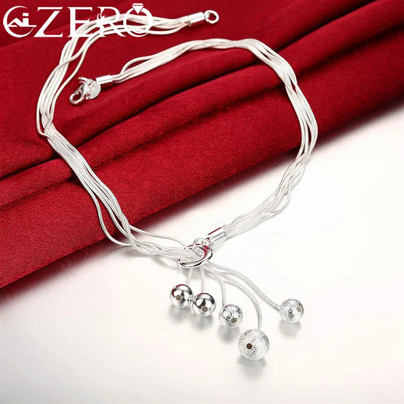 Wholesale Fine designer 925 Sterling Silver tassels beads Bracelets necklace earring Jewelry set Fashion Party wedding Gift