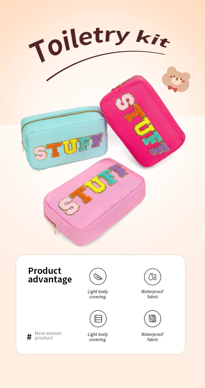Makeup Bags Women Travel Cosmetic Bag Stuff Letter Toiletry Bag Organizer Waterproof Fashion Female Storage Make Up Cases Pouch