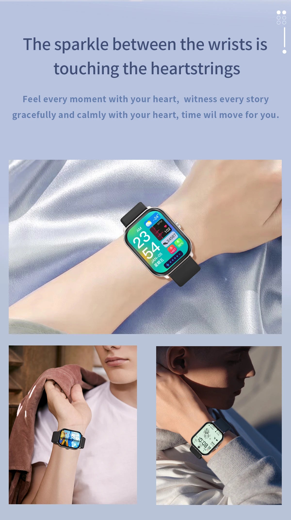 Reloj inteligente con pantalla grande de 2.01 pulgadas, cámara a prueba de agua, múltiples modos deportivos, llamadas Bluetooth, para hombres y mujeres, Smartwatch para Xiaomi