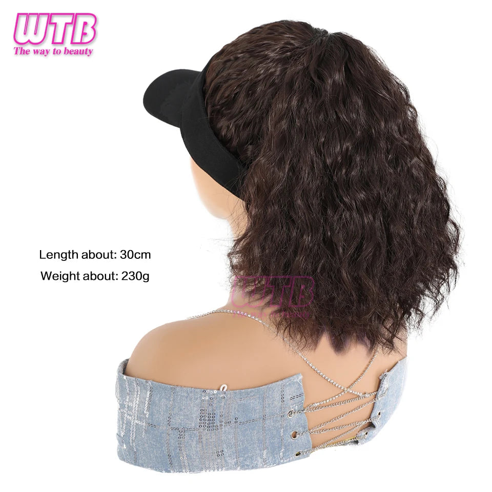 Se busca: Gorra de béisbol con peluca y coleta, gorra de béisbol con peluca de pelo rizado y esponjoso para mujer.