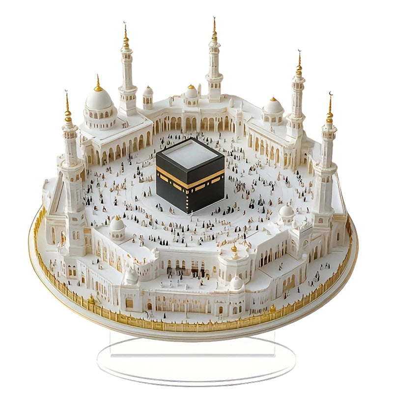 Ramadan Tabletop Decorations White Mosque Print Centerpieces Acrylic Flat Ornaments