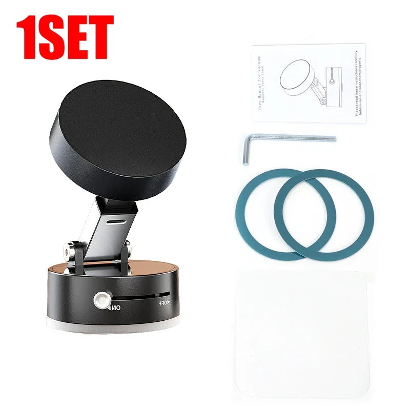 Vacuum Adsorption Magnetic Suction Cup Phone Mount Double Sided Hands-Free Magnetic Cell Phone Holder For Car/Gym/Mirror/Smoot