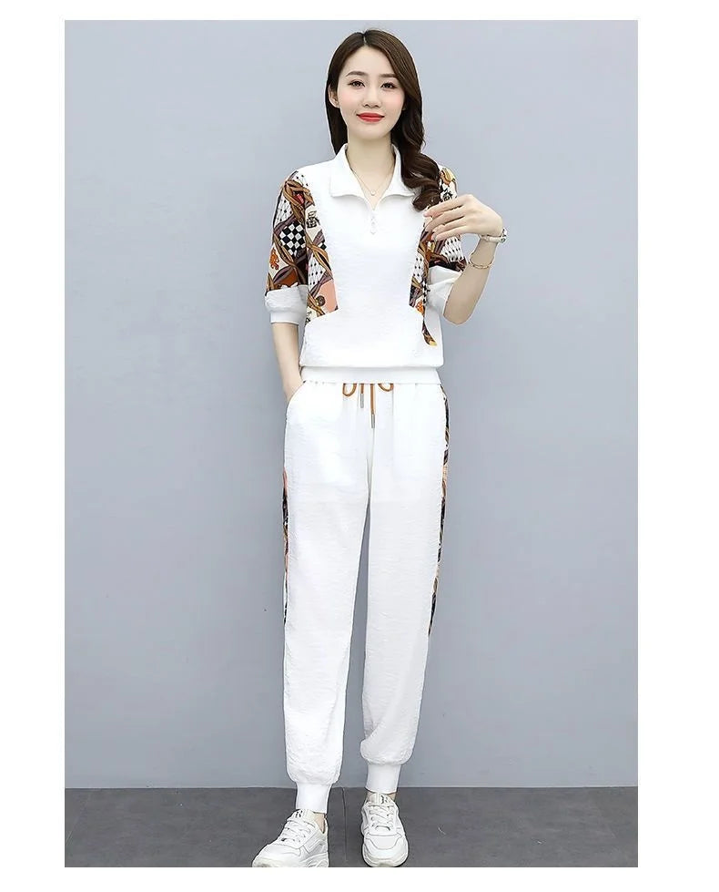 Women's Fashion Pencil Pant Suit New Summer Leisure Clothing Foreign Style Crop Top Two Piece Set Women Leggings Tracksuit