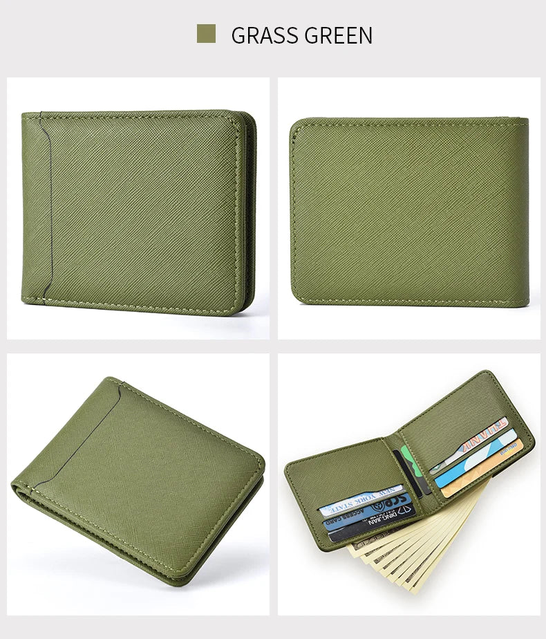 Cartera corta simple de color liso, tarjetero de negocios, cartera de hombre, tarjeta de identificación, tarjeta bancaria, cartera de hombre