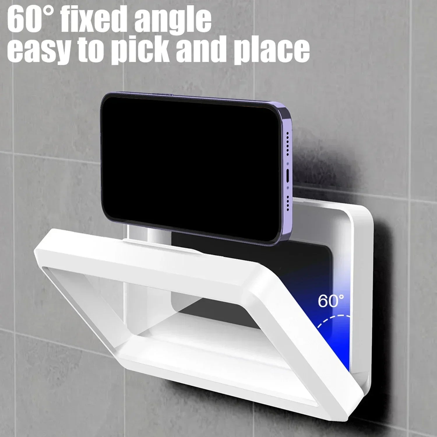 No Punch Shower Phone Case Waterproof Rotation Anti-fog Touch Wall Mount Phone Holder for iPhone Samsung Mi Universal Fit 6.8in