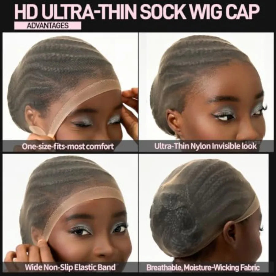 4PCS Wig Cap, 2PCS Nylon Wig Caps for Women Light Brown, 2PCS HD Caps for Wigs Super Thin Invisible Lightweight. Stocking Hair