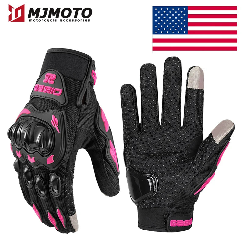 AXIO New Lady Pink Motorcycle Cycling Gloves Touchscreen Motocross Glove Wear-resistant Non-slip Motorbike Glove Mesh Breathable
