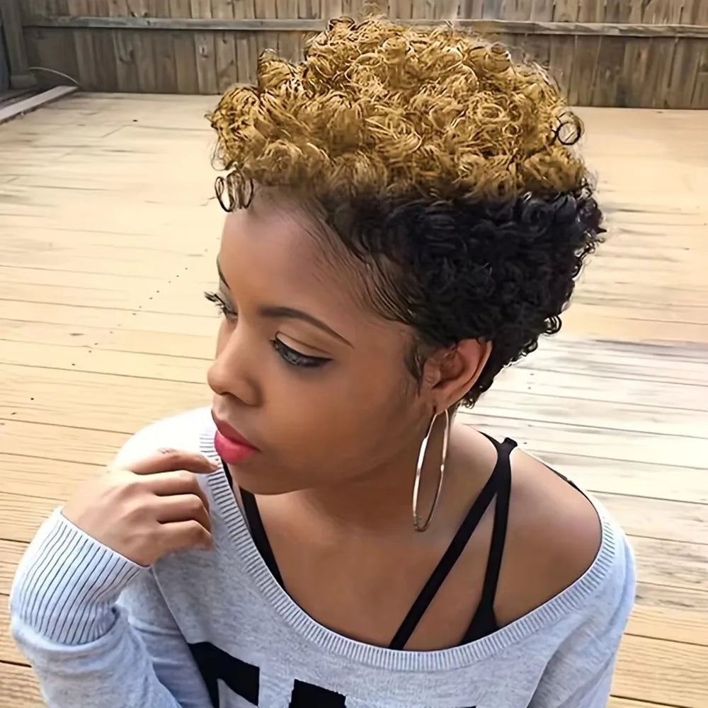 Curly Pixie Human Hair Wig