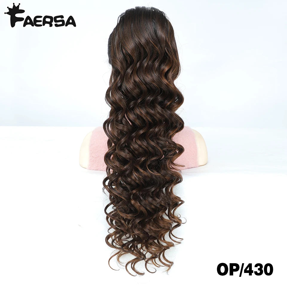 24inch Synthetic Drawstring Ponytail Extension For Women Long Afro Curly Fluffy Ponytail Clip in Hair Extensions For Daily Use