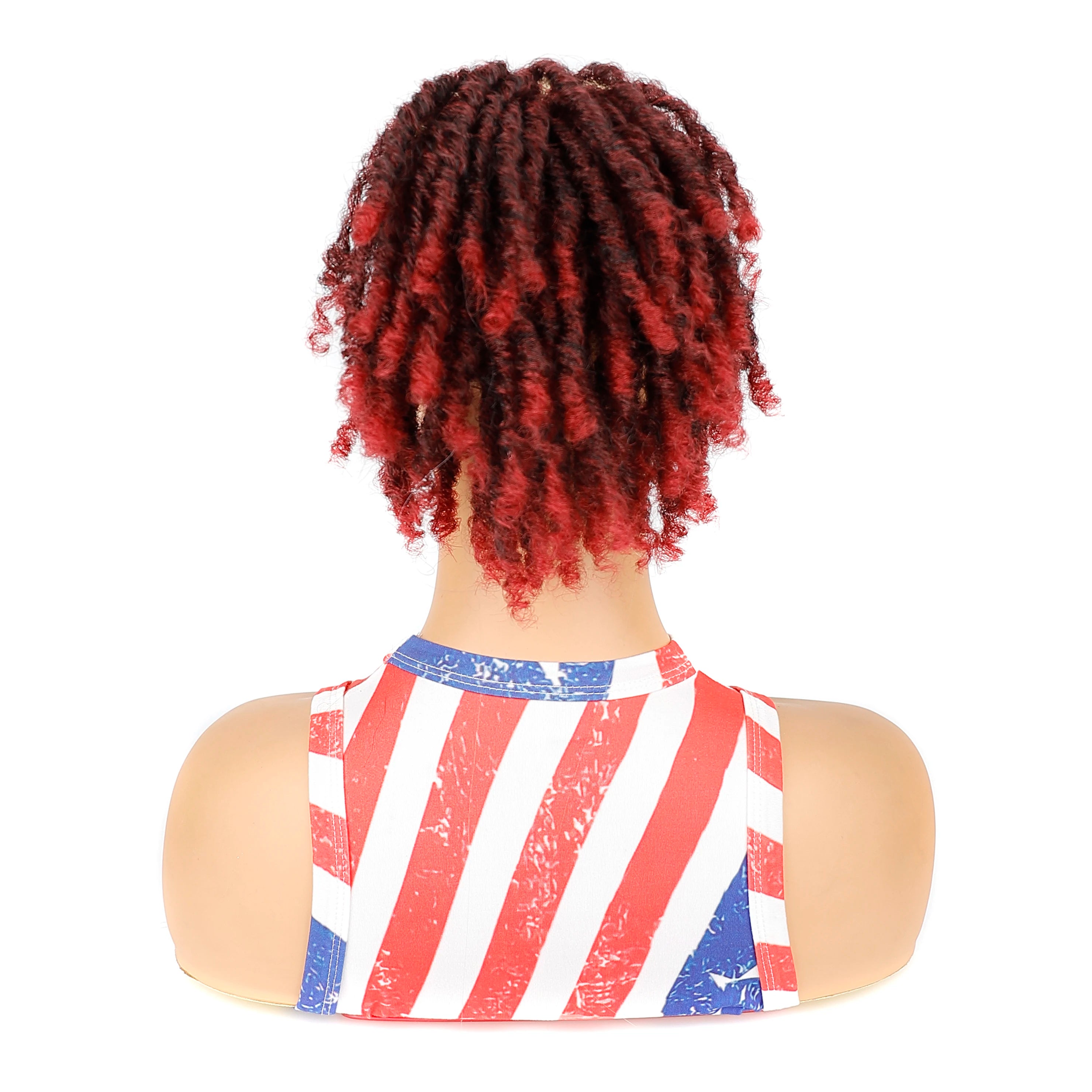 Perruque courte synthétique afro bouclée avec cordon de serrage, queue de cheval, dreadlocks, crochet, tressée, extension de cheveux à clipser pour femmes noires
