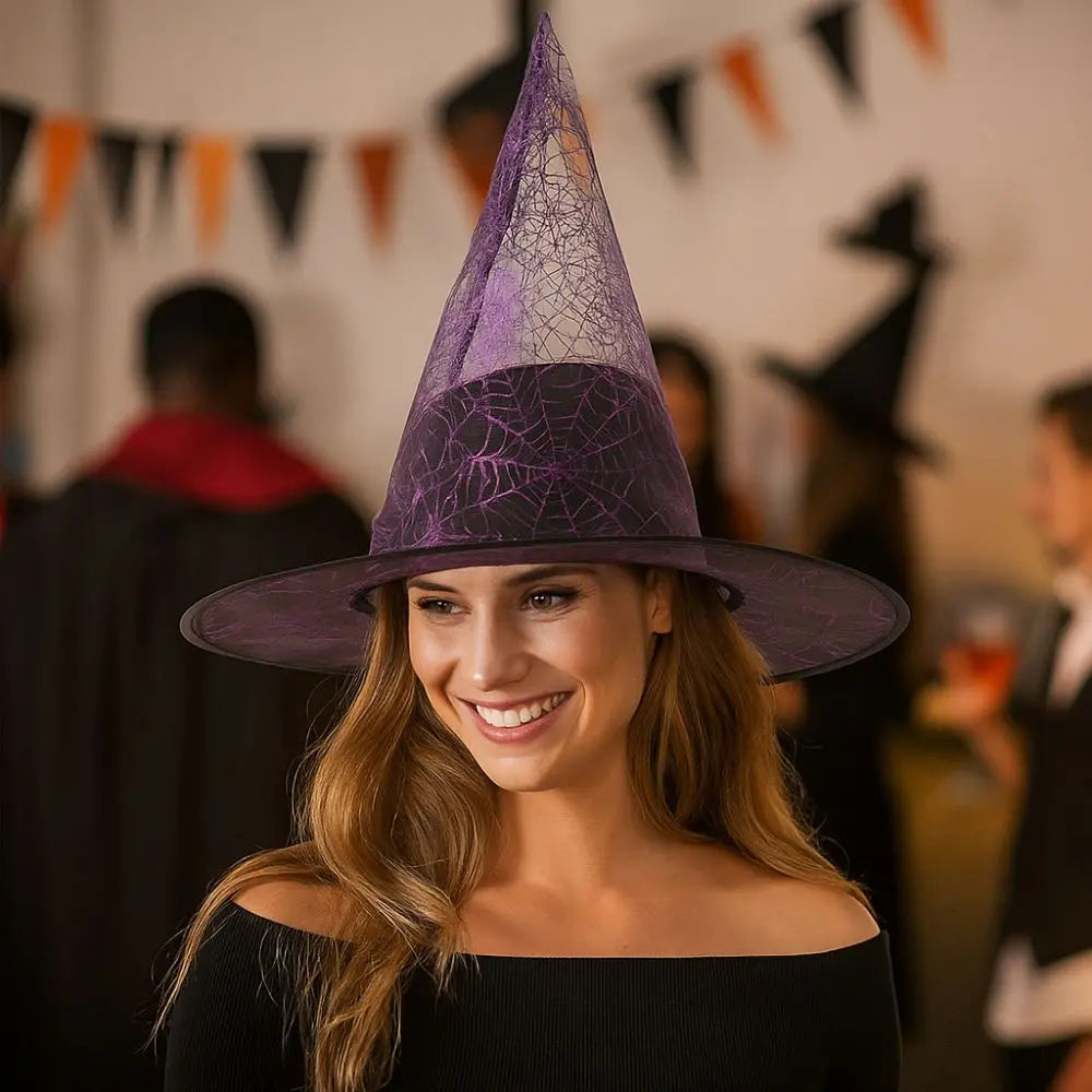 Decorations Props Pointed Hat Halloween Witch Hat Sequin Decorative Cosplay Hat Breathable Spider Witch Hat Cosplay Event