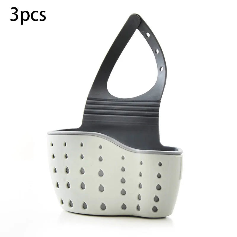 Cesta Colgante Escurridor para Fregadero Ajustable Accesorios de Cocina Bolsa de Goma para Fregadero Estante para Jabón Esponja Soporte para Grifo para Baño 1PC