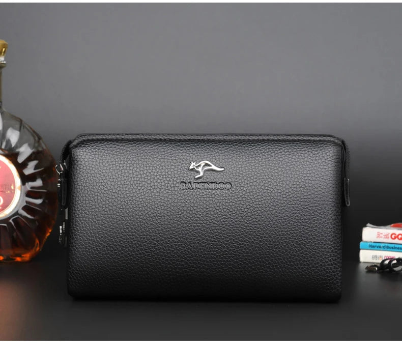 Luxury Brand Men's Wallet Leather Long Wallet  PU Leather Wallet Men Double Zipper Coin Pocket Purse Business Clutch Phone Bag